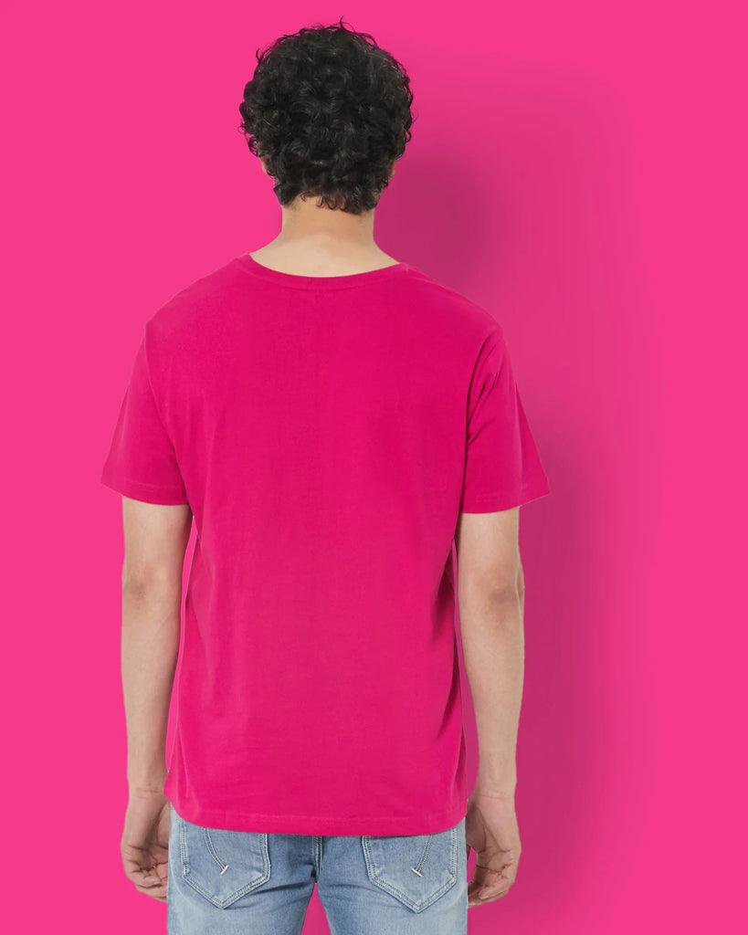 Melangebox Half Sleeves Crew Neck: Fuchsia