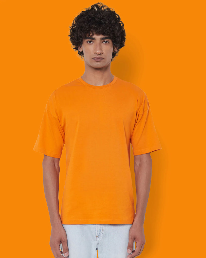 Melangebox Dropshoulder Crew Neck: Orange