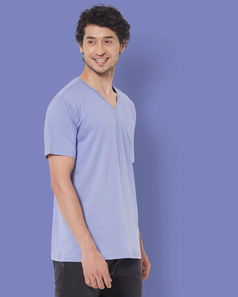 Melangebox V Neck Half Sleeves: Periwinkle