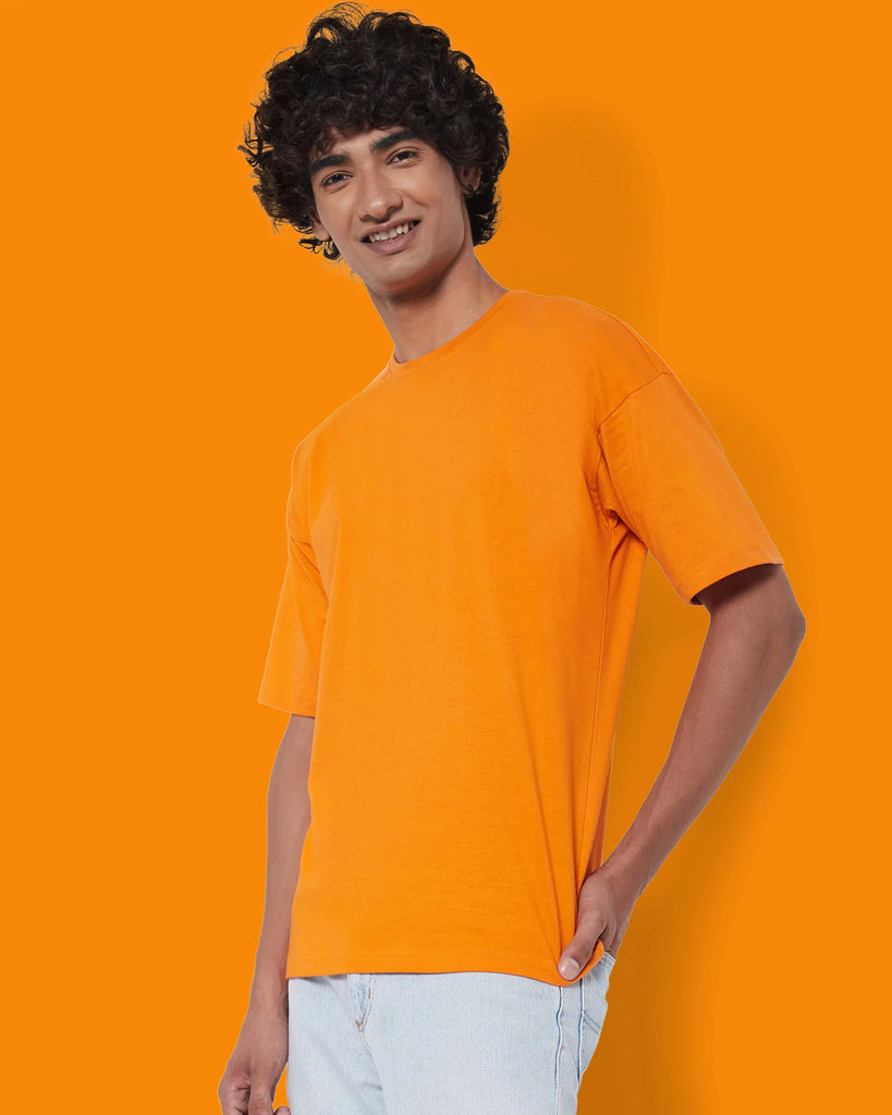 Melangebox Dropshoulder Crew Neck: Orange