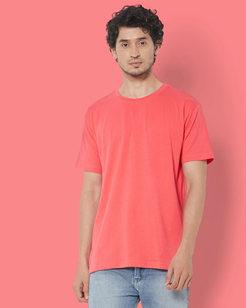 Melangebox Half Sleeves Crew Neck: Vermillion