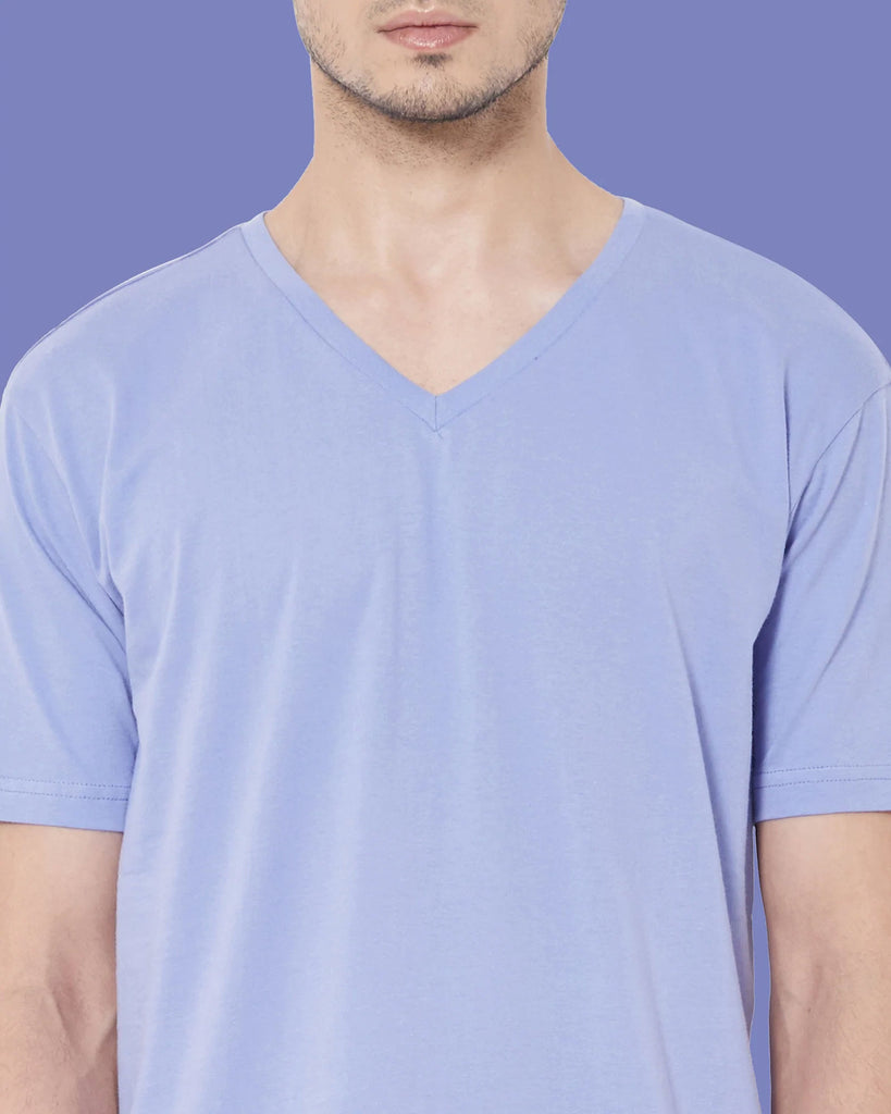 Melangebox V Neck Half Sleeves: Periwinkle