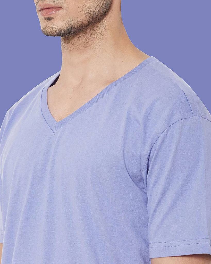 Melangebox V Neck Half Sleeves: Periwinkle