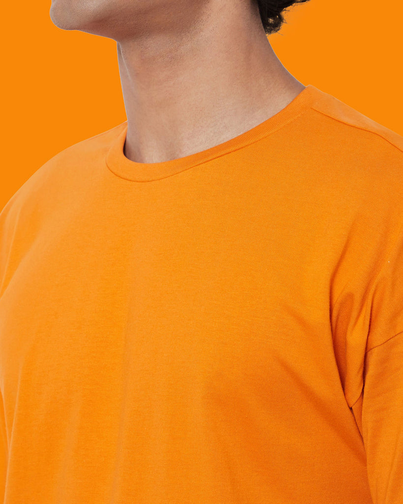 Melangebox Dropshoulder Crew Neck: Orange