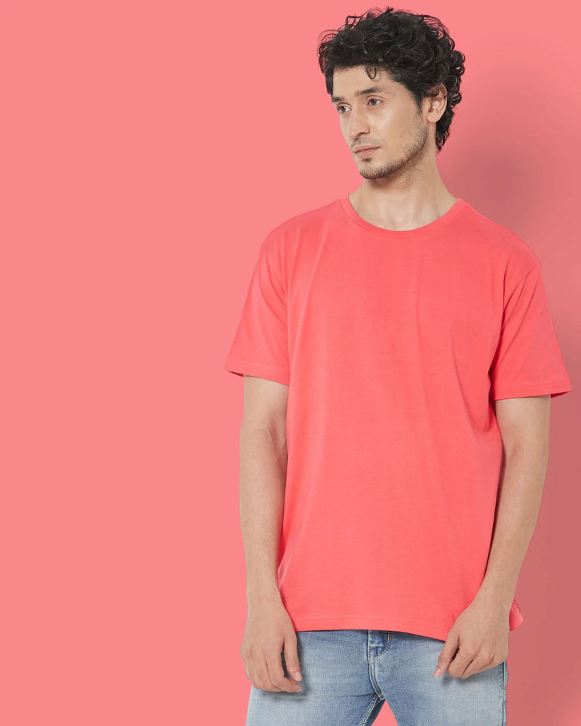 Melangebox Half Sleeves Crew Neck: Vermillion