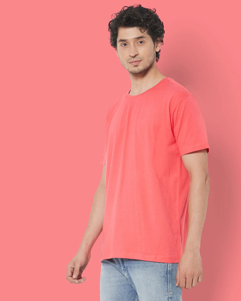 Melangebox Half Sleeves Crew Neck: Vermillion