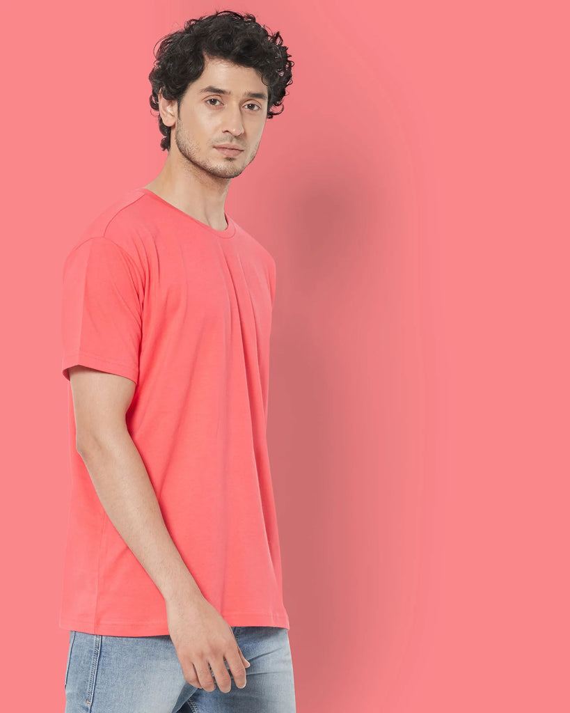 Melangebox Half Sleeves Crew Neck: Vermillion