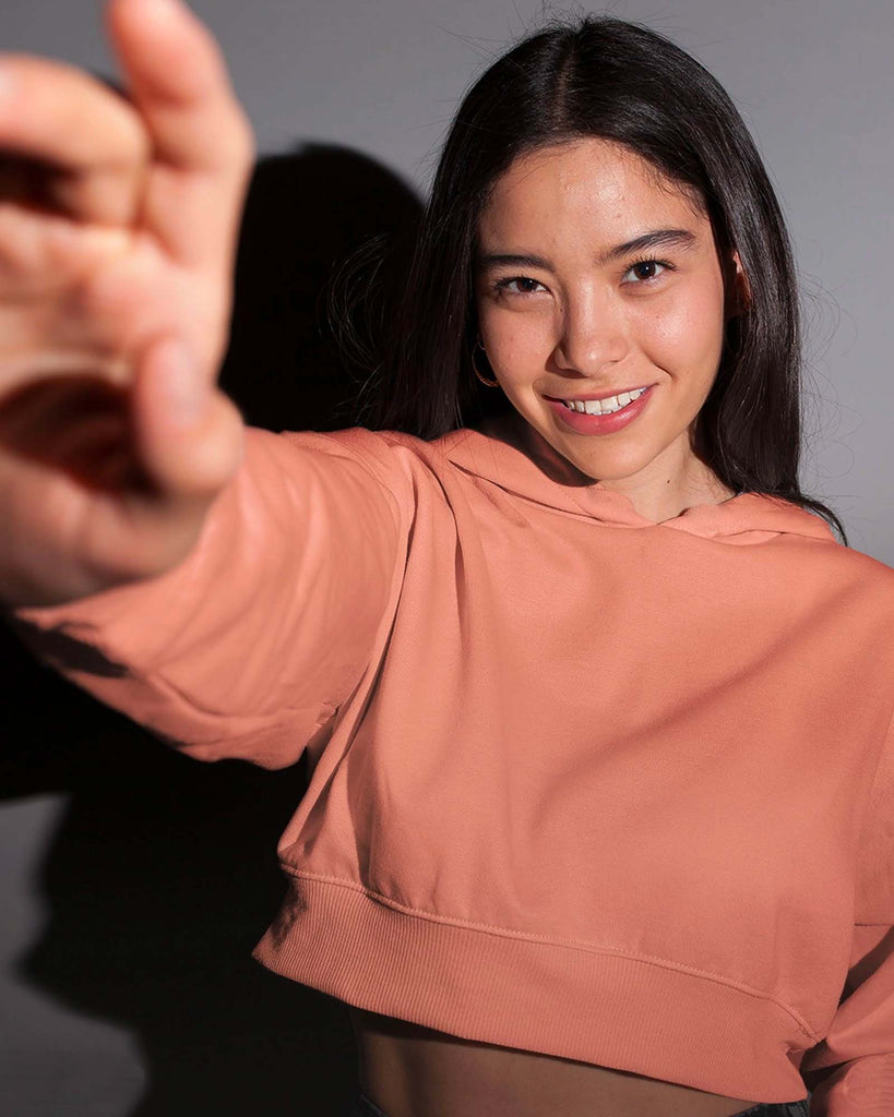 Drop Shoulder Crop Hoodie: The Peach