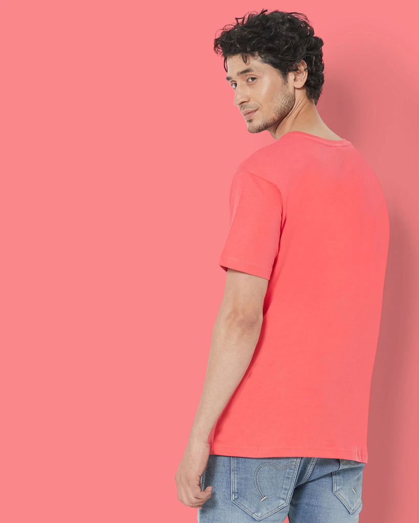 Melangebox Half Sleeves Crew Neck: Vermillion