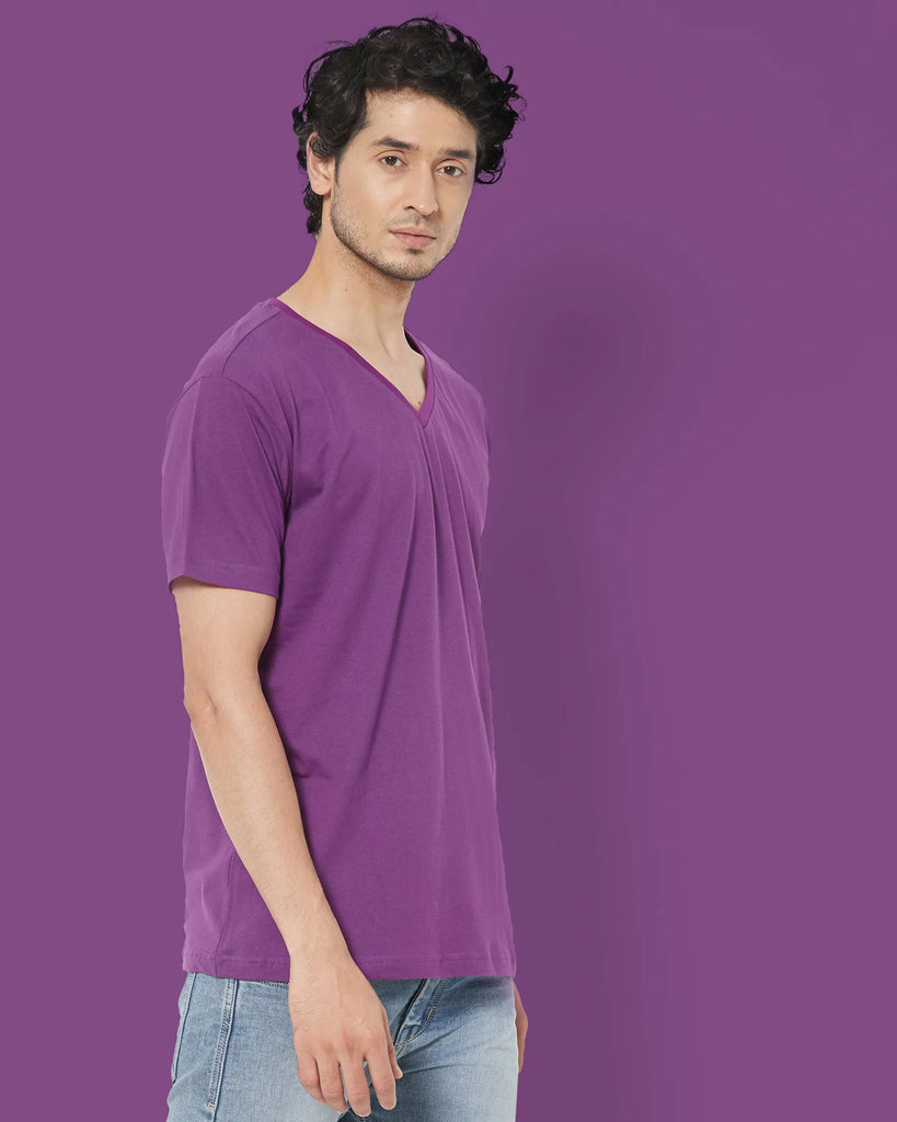 Melangebox V Neck Half Sleeves: Eggplant Purple