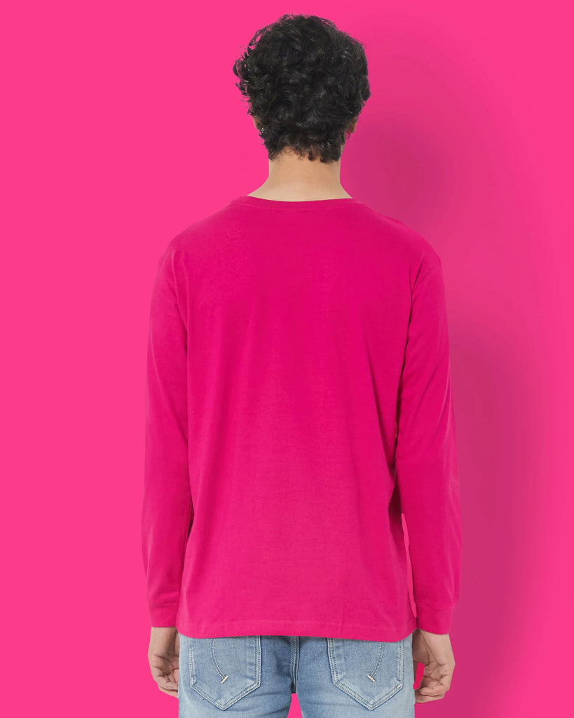 Melangebox Full Sleeves Crew Neck: Fuchsia