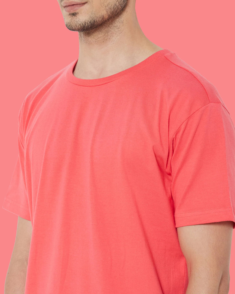 Melangebox Half Sleeves Crew Neck: Vermillion