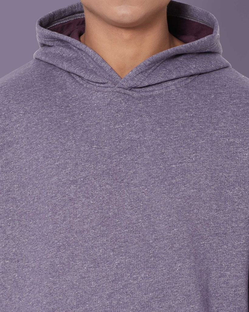 Melangebox Crop Sleeves Oversized Hoodie: Plum Melange