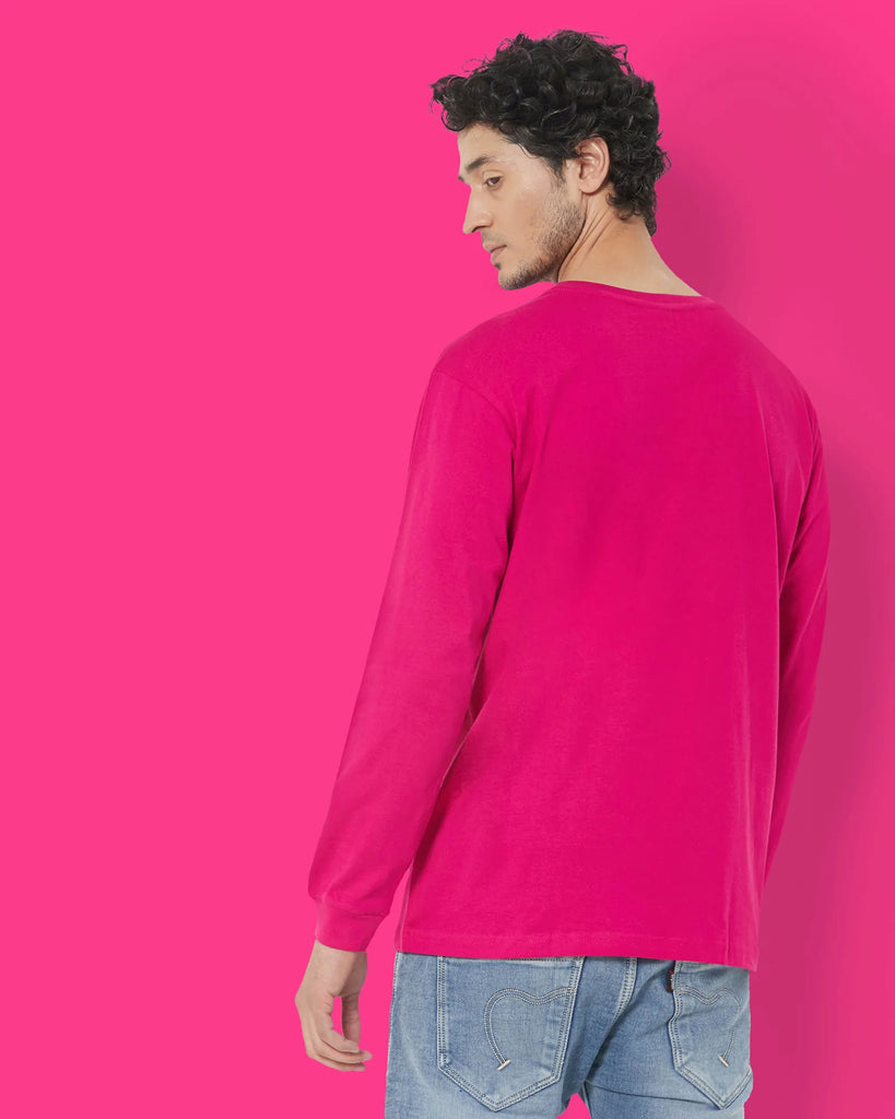 Melangebox Full Sleeves Crew Neck: Fuchsia