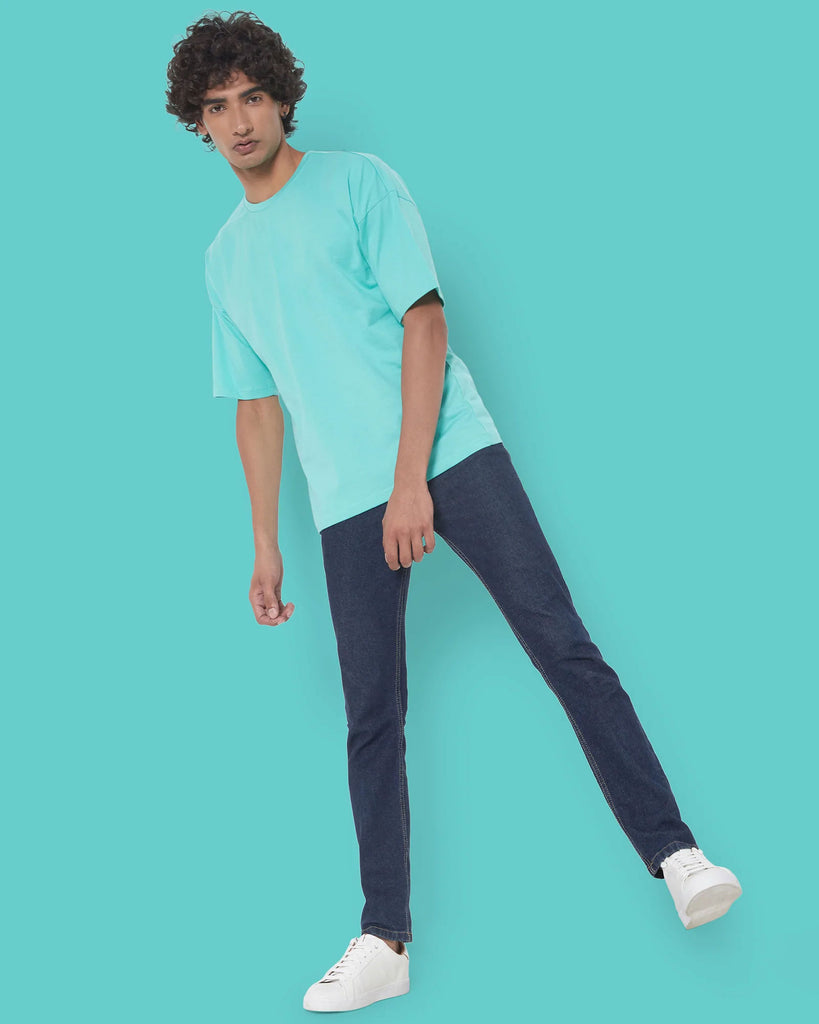 Melangebox Dropshoulder Crew Neck: Robin Egg Blue