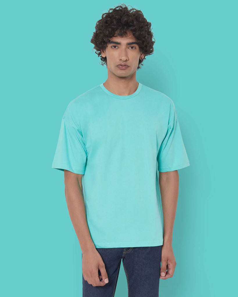 Melangebox Dropshoulder Crew Neck: Robin Egg Blue