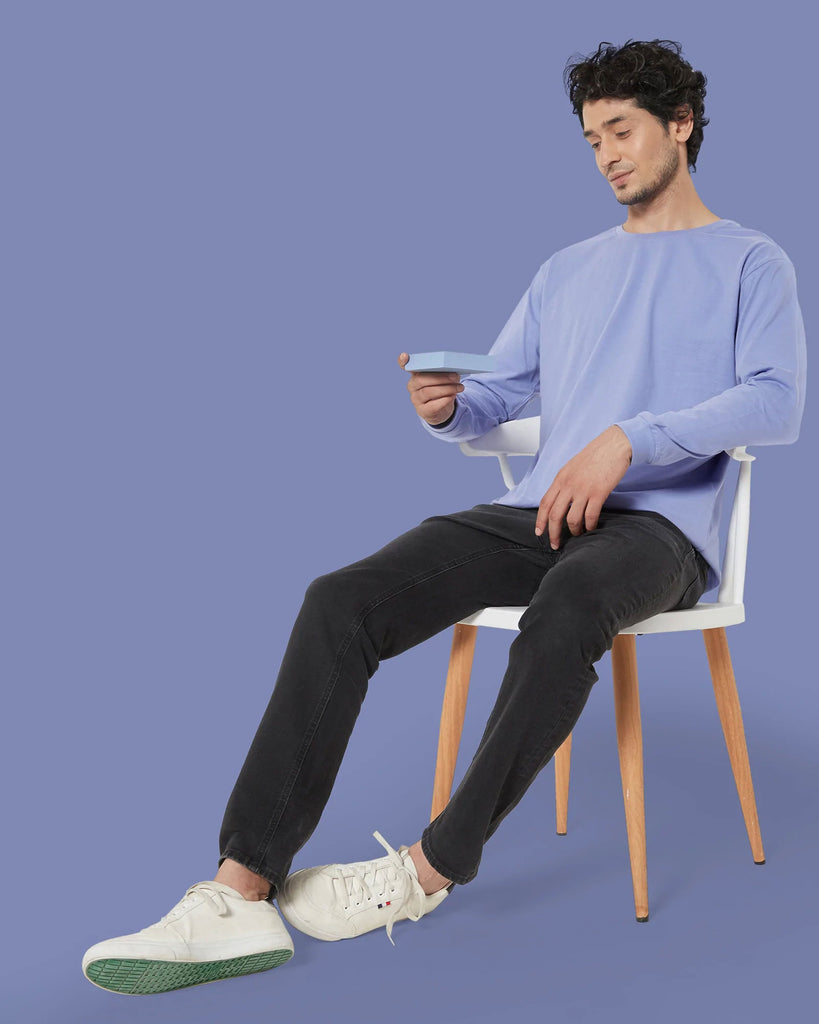 Melangebox Full Sleeves Crew Neck: Periwinkle