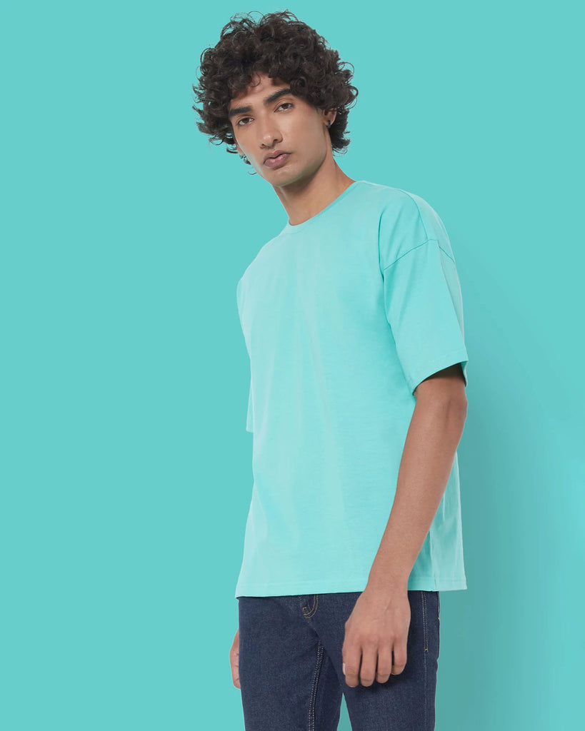 Melangebox Dropshoulder Crew Neck: Robin Egg Blue