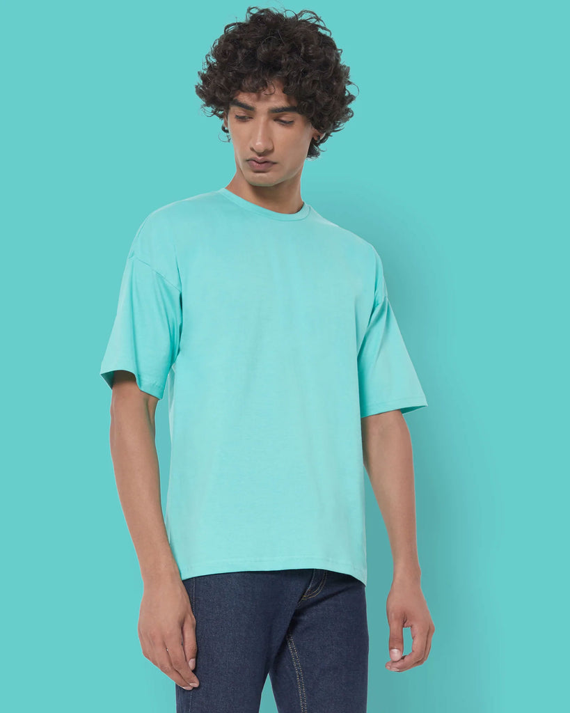 Melangebox Dropshoulder Crew Neck: Robin Egg Blue