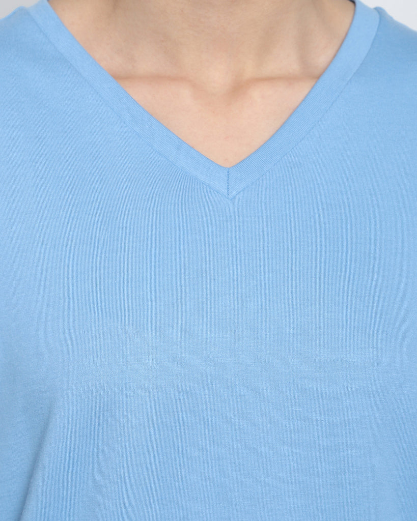 My Man's V Neck: The Cyan Blue