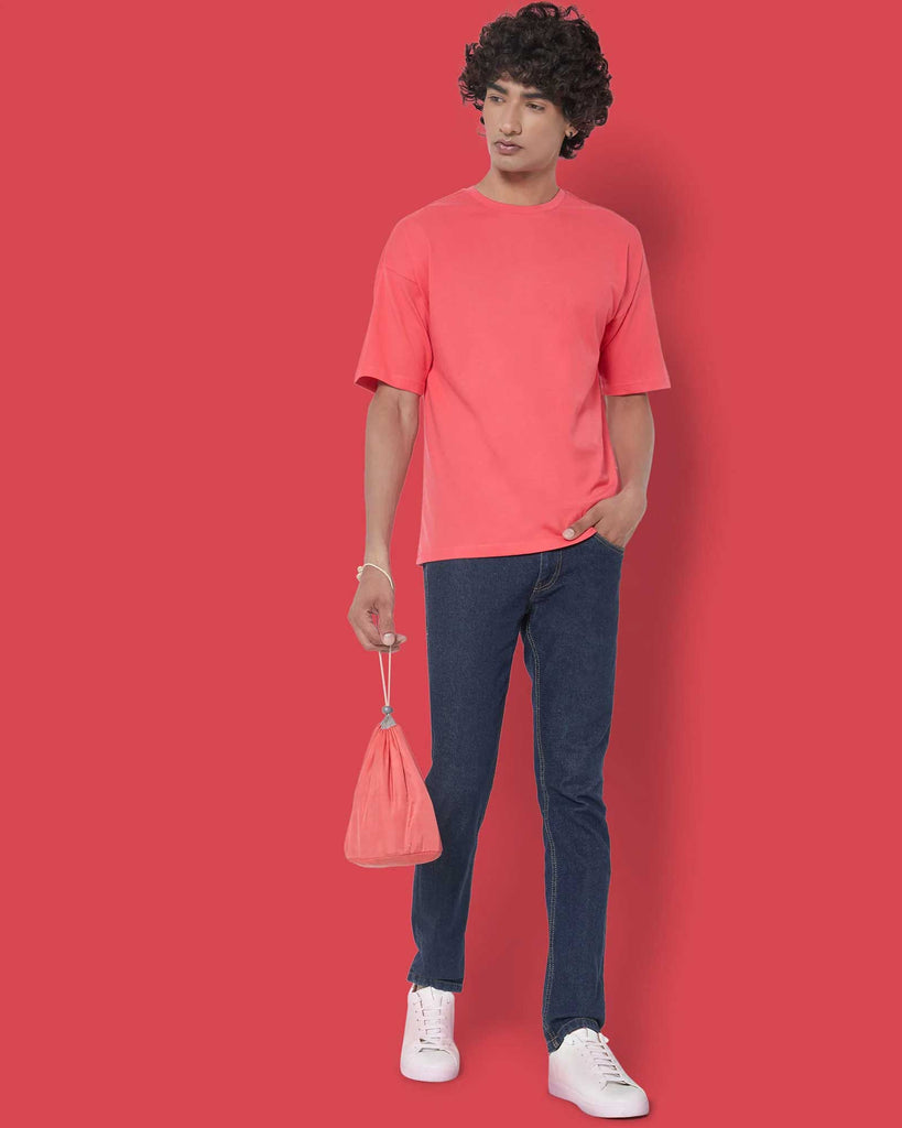 Melangebox Dropshoulder Crew Neck: Vermillion