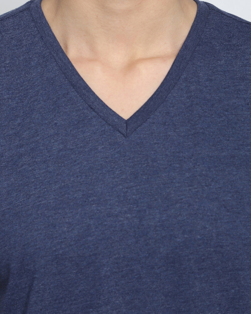 My Man's V Neck: Melange Navy Blue