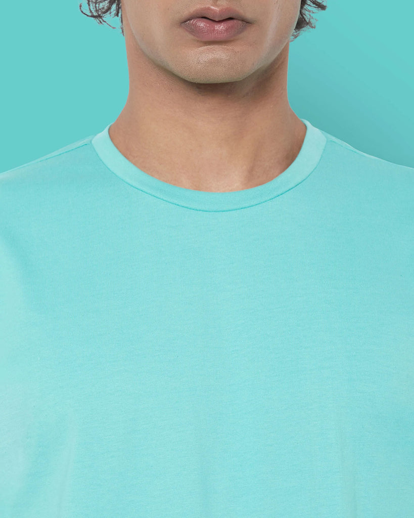 Melangebox Dropshoulder Crew Neck: Robin Egg Blue