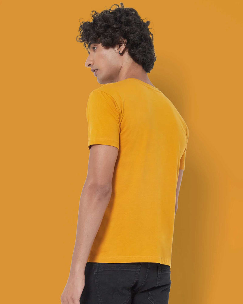 Melangebox Half Sleeves Henley: Mustard