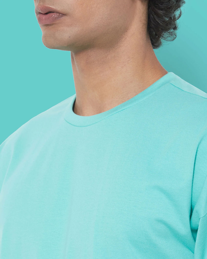 Melangebox Dropshoulder Crew Neck: Robin Egg Blue