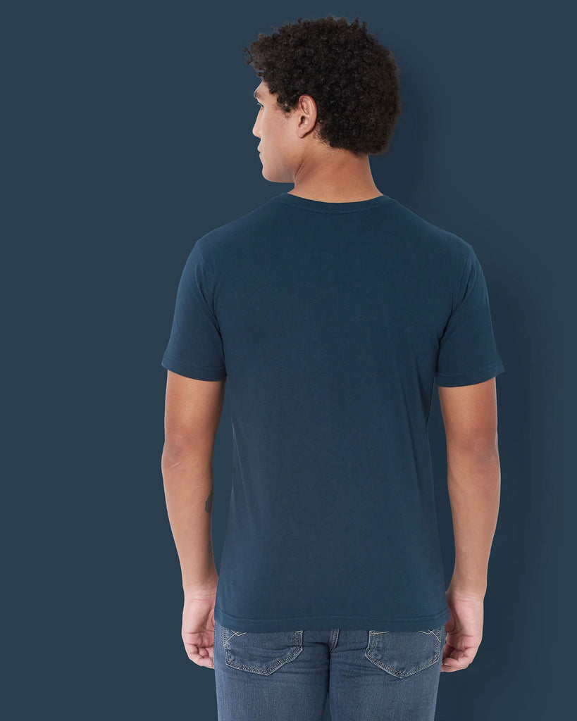 Melangebox Half Sleeves Crew Neck: Deep Teal Blue