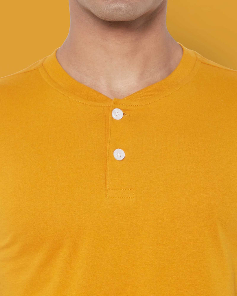 Melangebox Half Sleeves Henley: Mustard