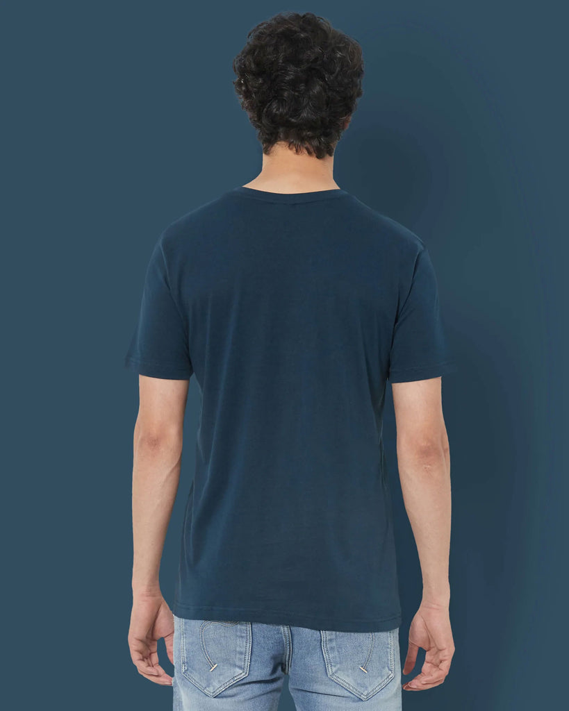 Melangebox V Neck Half Sleeves: Teal Blue