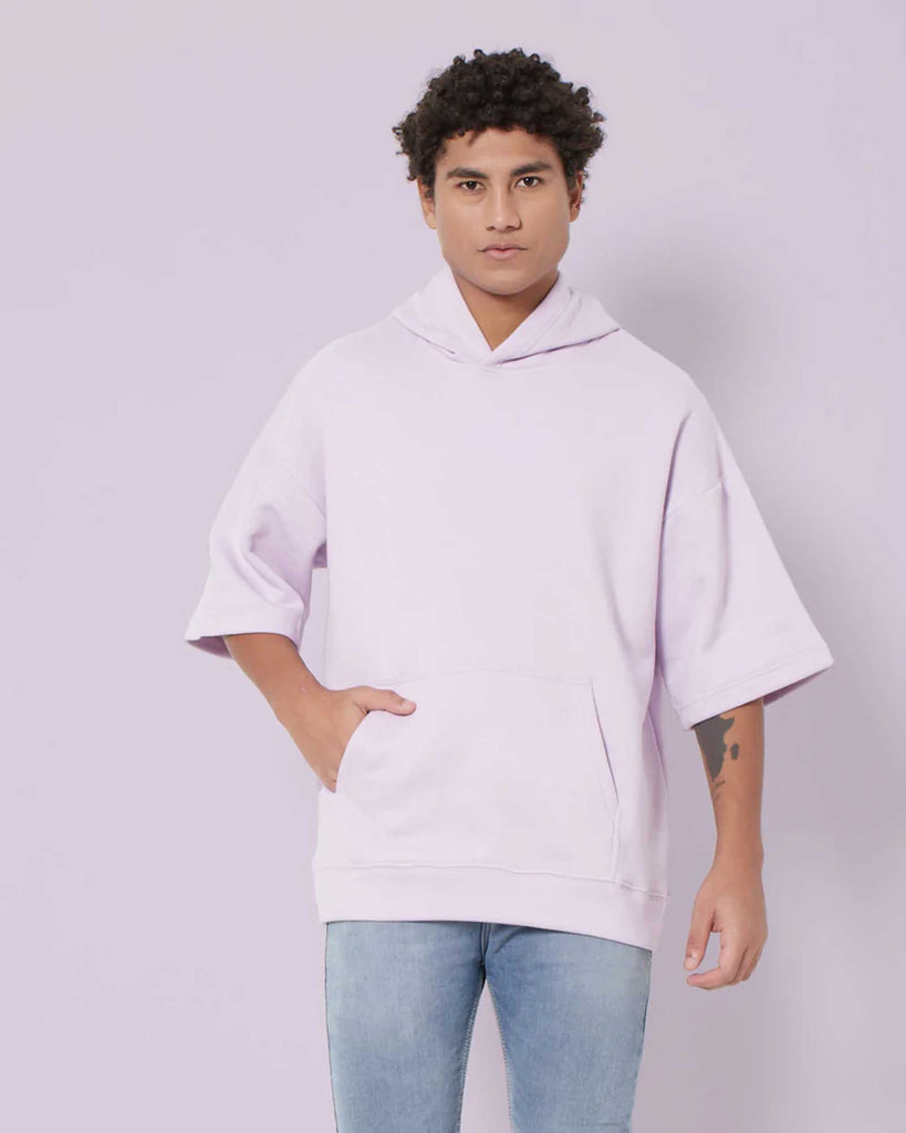 Melangebox Crop Sleeves Oversized Hoodie: Lilac