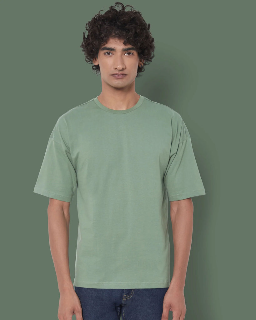 Melangebox Dropshoulder Crew Neck: Sage Green