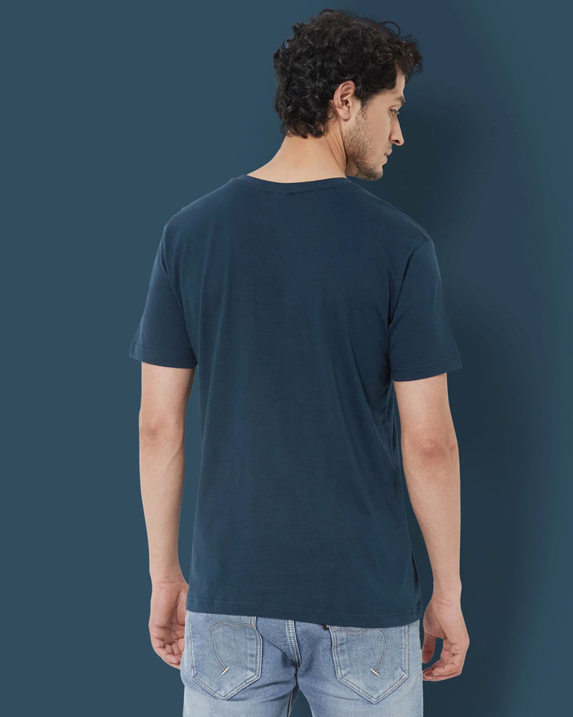 Melangebox V Neck Half Sleeves: Teal Blue