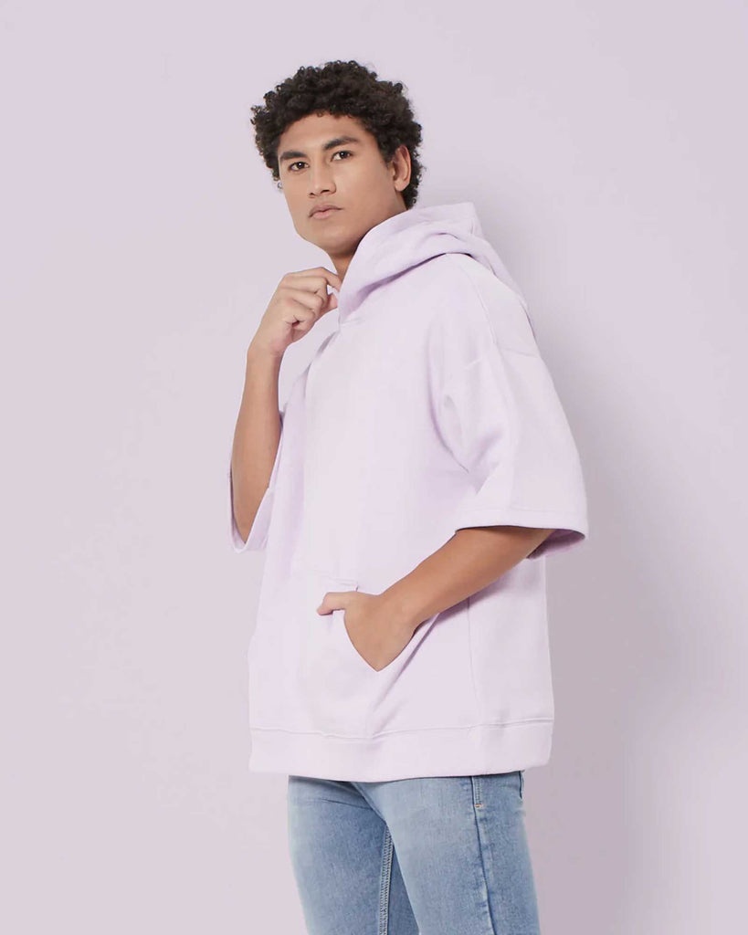 Melangebox Crop Sleeves Oversized Hoodie: Lilac