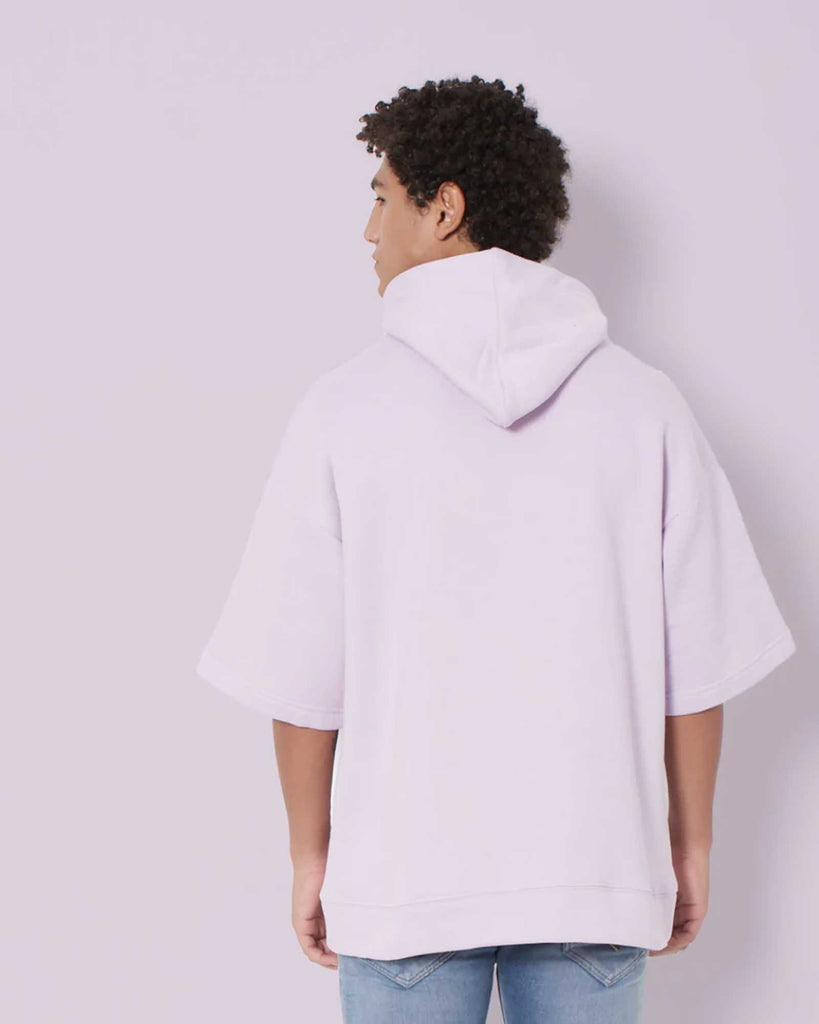 Melangebox Crop Sleeves Oversized Hoodie: Lilac