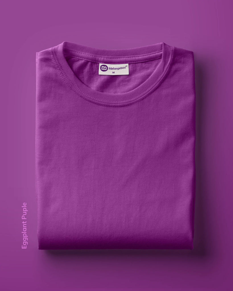 Melangebox Full Sleeves Crew Neck: Eggplant Purple