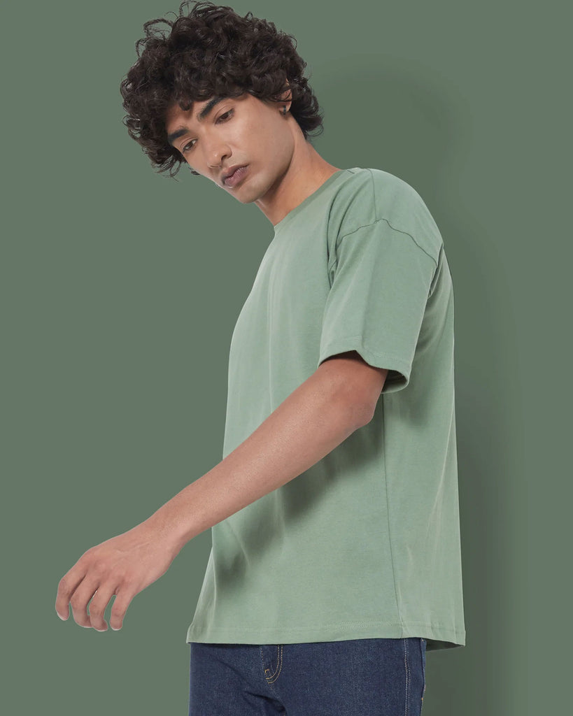 Melangebox Dropshoulder Crew Neck: Sage Green