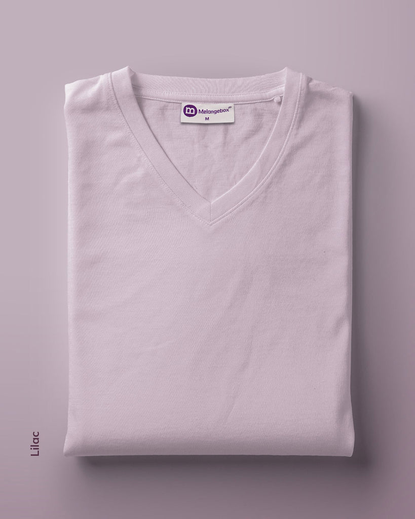 Melangebox V Neck Half Sleeves: Lilac