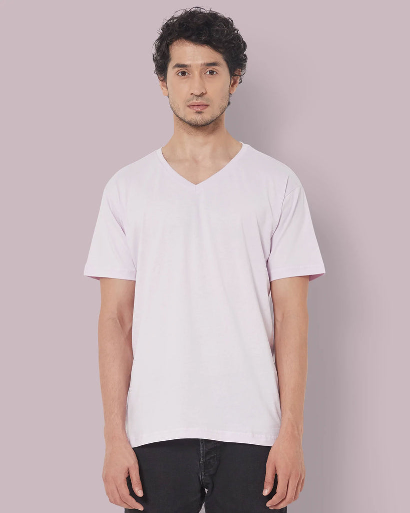 Melangebox V Neck Half Sleeves: Lilac