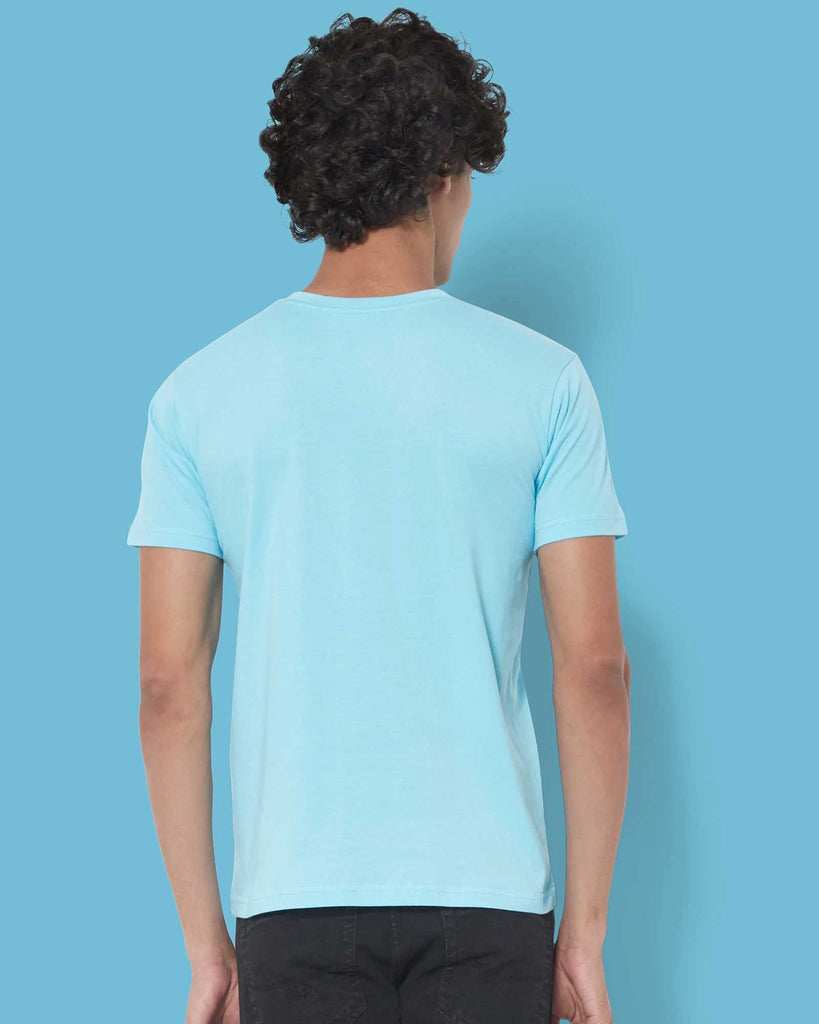 Melangebox Half Sleeves Henley: Aqua Blue