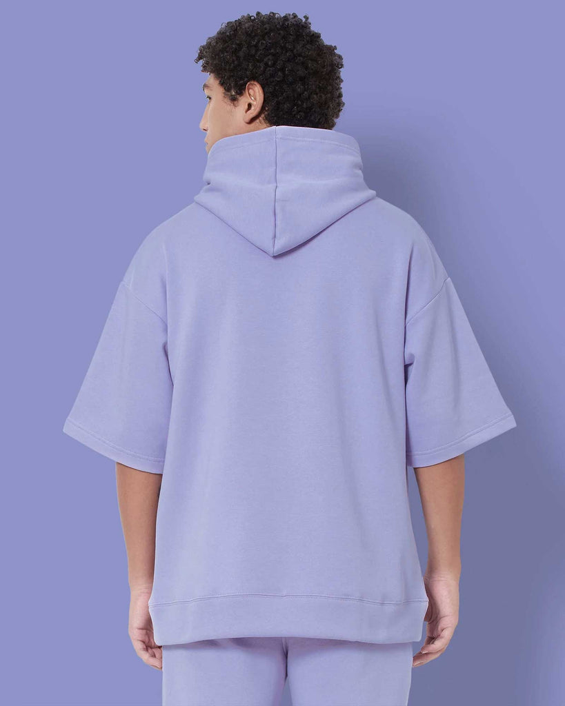 Melangebox Crop Sleeves Oversized Hoodie: Periwinkle
