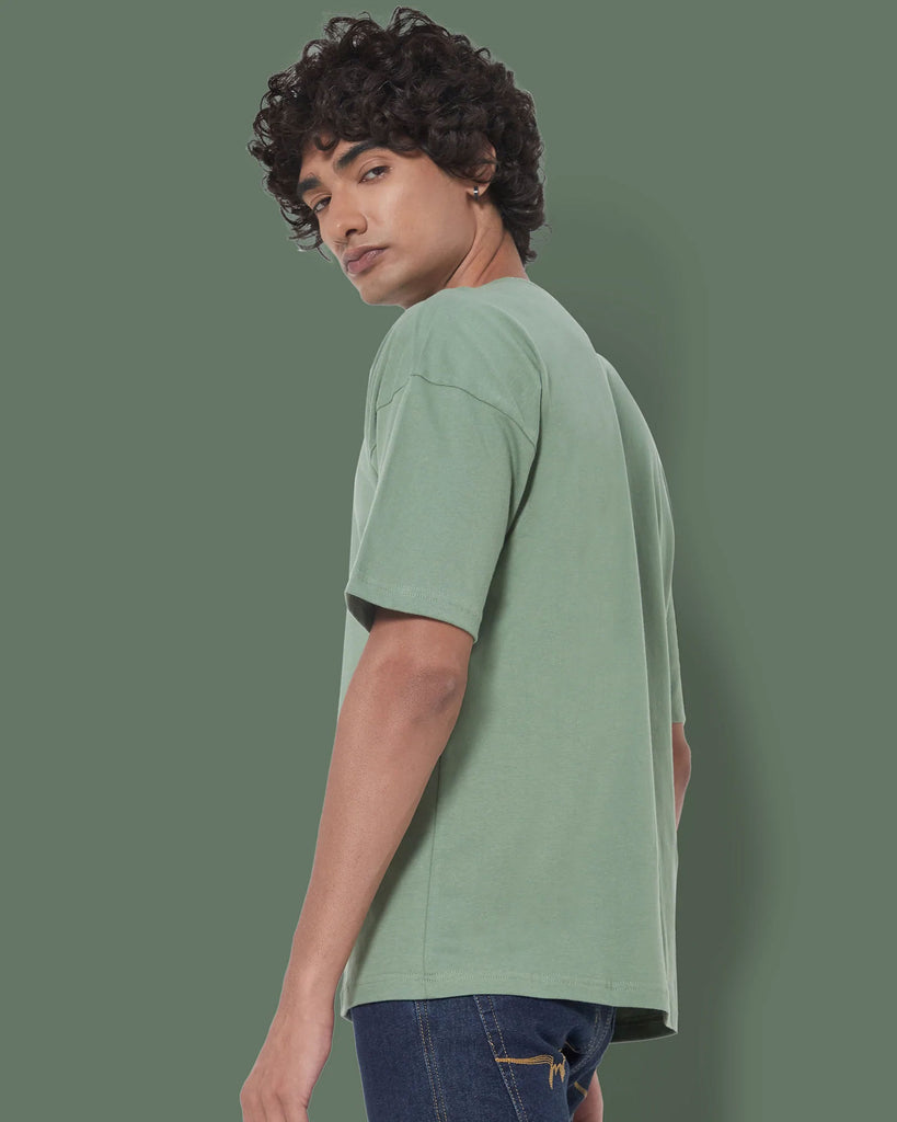 Melangebox Dropshoulder Crew Neck: Sage Green