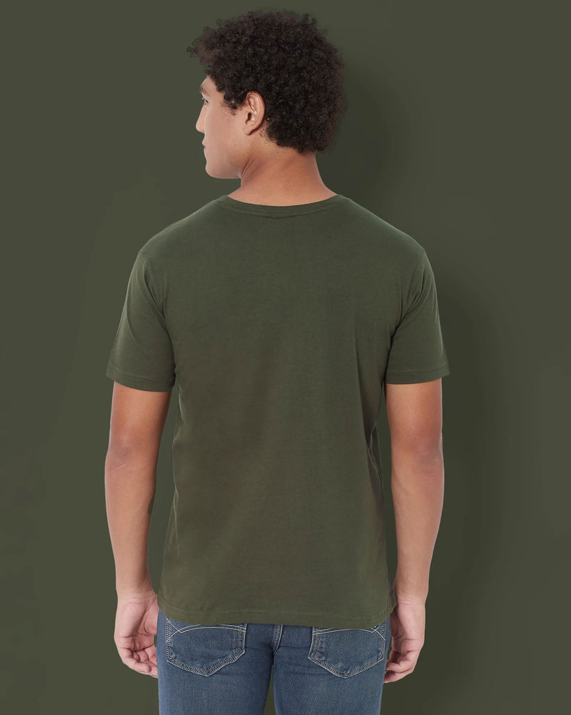 Melangebox Half Sleeves Crew Neck: Military Green