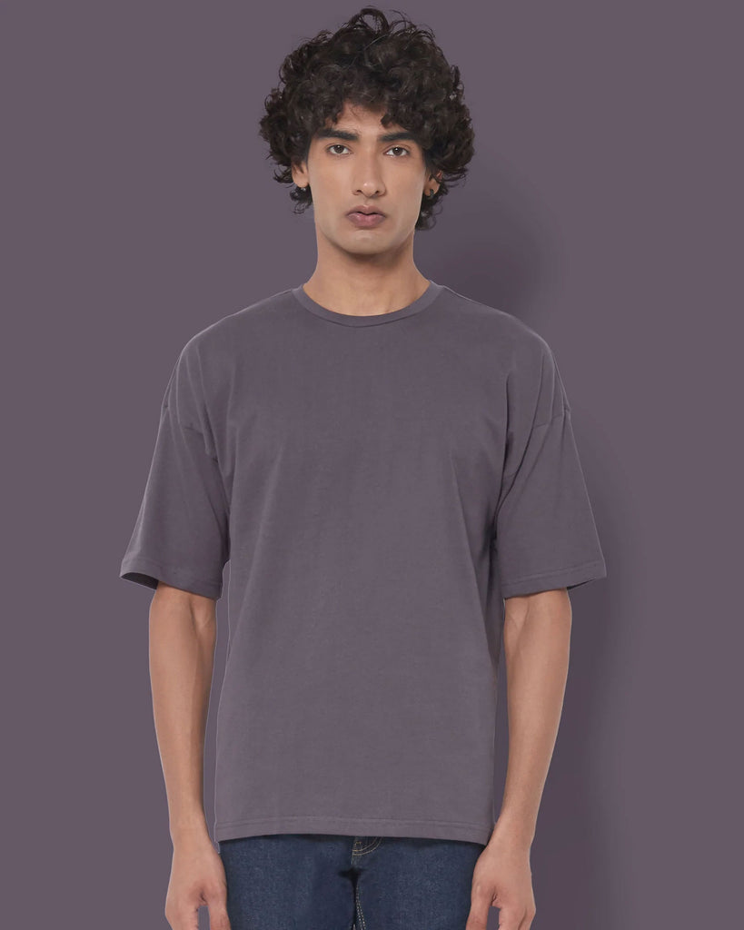 Melangebox Dropshoulder Crew Neck: Steel Grey