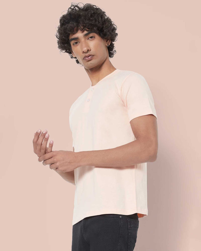 Melangebox Half Sleeves Henley: Peach