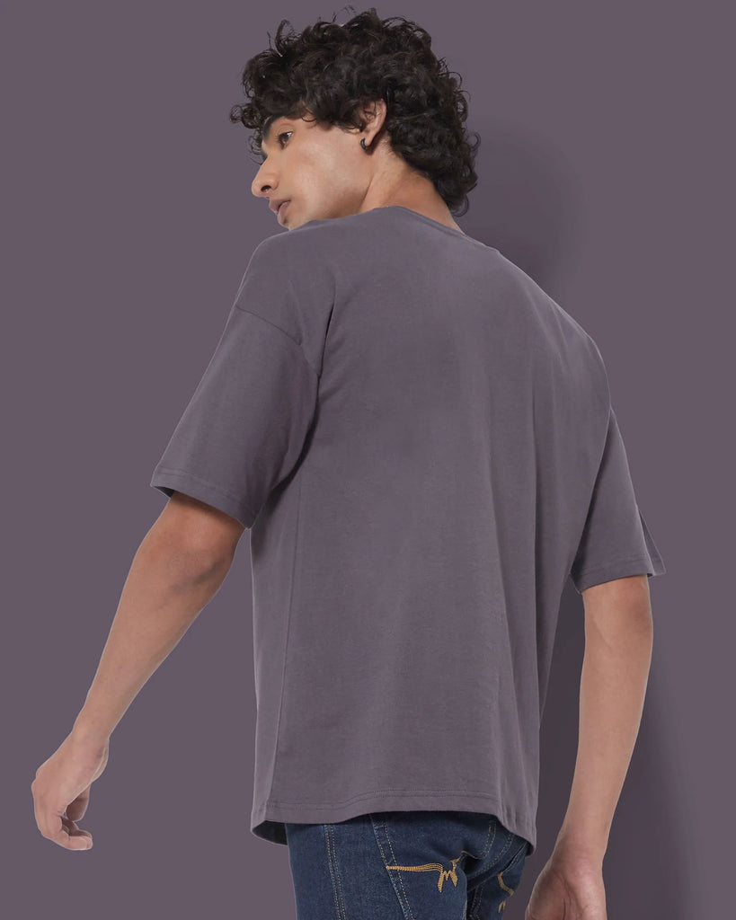 Melangebox Dropshoulder Crew Neck: Steel Grey