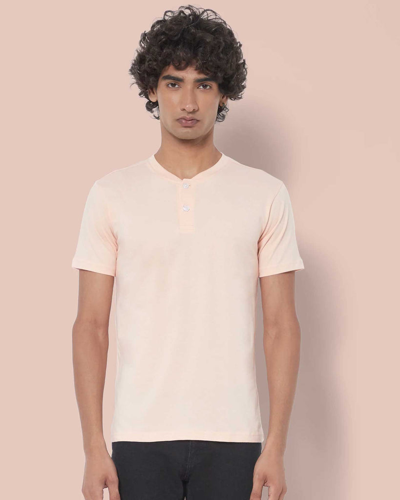 Melangebox Half Sleeves Henley: Peach