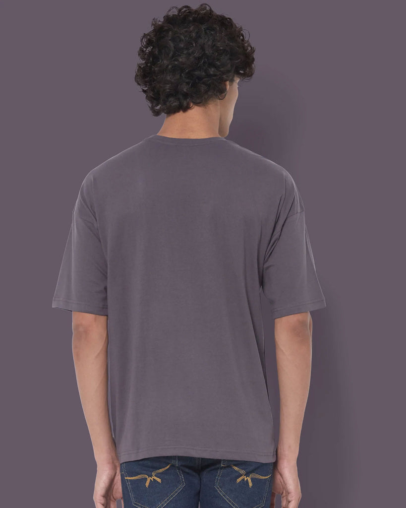 Melangebox Dropshoulder Crew Neck: Steel Grey